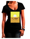 Jurassic Dinosaur Sunrise Juniors V-Neck Dark T-Shirt by TooLoud-Womens V-Neck T-Shirts-TooLoud-Black-Juniors Fitted Small-Davson Sales