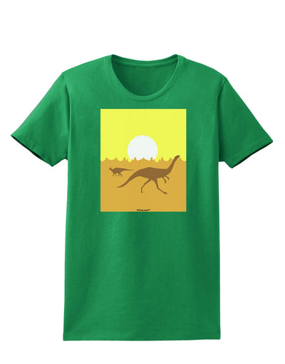 Jurassic Dinosaur Sunrise Womens Dark T-Shirt by TooLoud-Womens T-Shirt-TooLoud-Kelly-Green-X-Small-Davson Sales