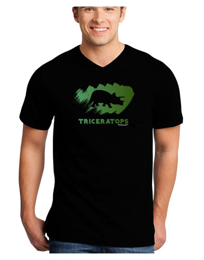 Jurassic Triceratops Design Adult Dark V-Neck T-Shirt by TooLoud-Mens V-Neck T-Shirt-TooLoud-Black-Small-Davson Sales