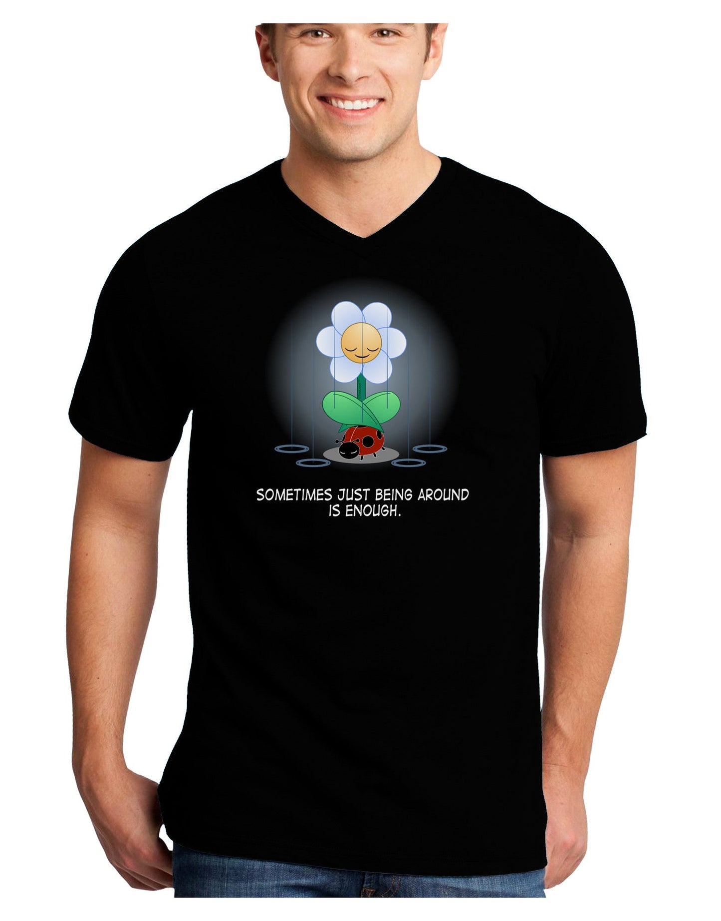 Just Being Around - Inspirational Words Adult Dark V-Neck T-Shirt-Mens V-Neck T-Shirt-TooLoud-Black-Small-Davson Sales