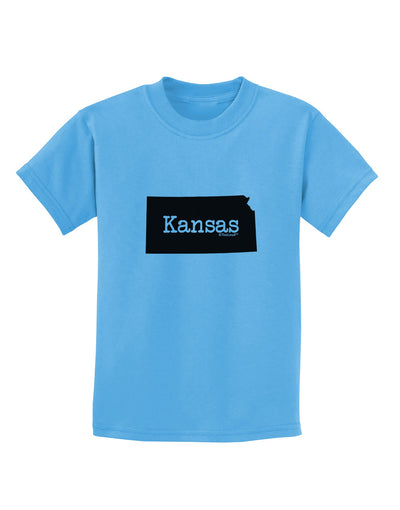 Kansas - United States Shape Childrens T-Shirt by TooLoud-Childrens T-Shirt-TooLoud-Aquatic-Blue-X-Small-Davson Sales