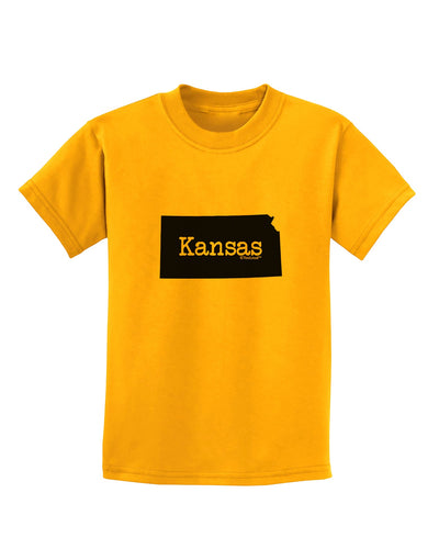 Kansas - United States Shape Childrens T-Shirt by TooLoud-Childrens T-Shirt-TooLoud-Gold-X-Small-Davson Sales