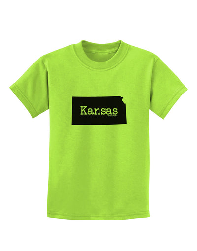 Kansas - United States Shape Childrens T-Shirt by TooLoud-Childrens T-Shirt-TooLoud-Lime-Green-X-Small-Davson Sales