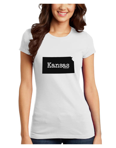 Kansas - United States Shape Juniors T-Shirt by TooLoud-Womens Juniors T-Shirt-TooLoud-White-Juniors Fitted X-Small-Davson Sales