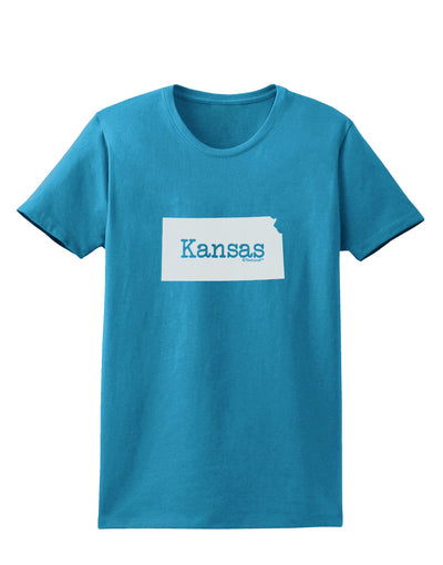 Kansas - United States Shape Womens Dark T-Shirt by TooLoud-Womens T-Shirt-TooLoud-Turquoise-X-Small-Davson Sales