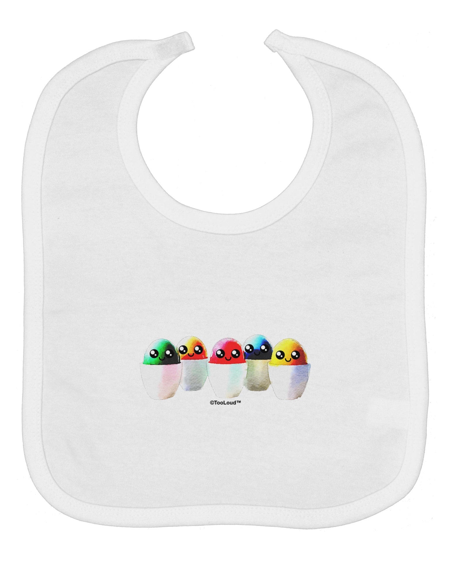 Kawaii Easter Eggs - No Text Baby Bib by TooLoud