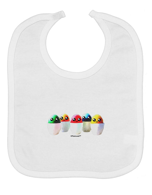 Kawaii Easter Eggs - No Text Baby Bib by TooLoud