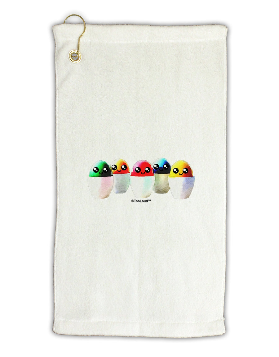 Kawaii Easter Eggs - No Text Micro Terry Gromet Golf Towel 16 x 25 inch by TooLoud-Golf Towel-TooLoud-White-Davson Sales