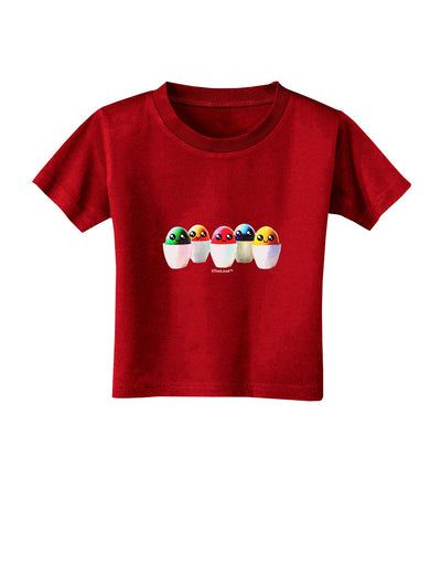 Kawaii Easter Eggs - No Text Toddler T-Shirt Dark by TooLoud-Toddler T-Shirt-TooLoud-Red-2T-Davson Sales