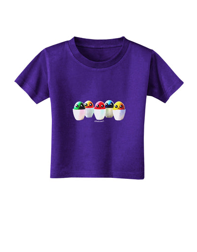 Kawaii Easter Eggs - No Text Toddler T-Shirt Dark by TooLoud-Toddler T-Shirt-TooLoud-Purple-2T-Davson Sales