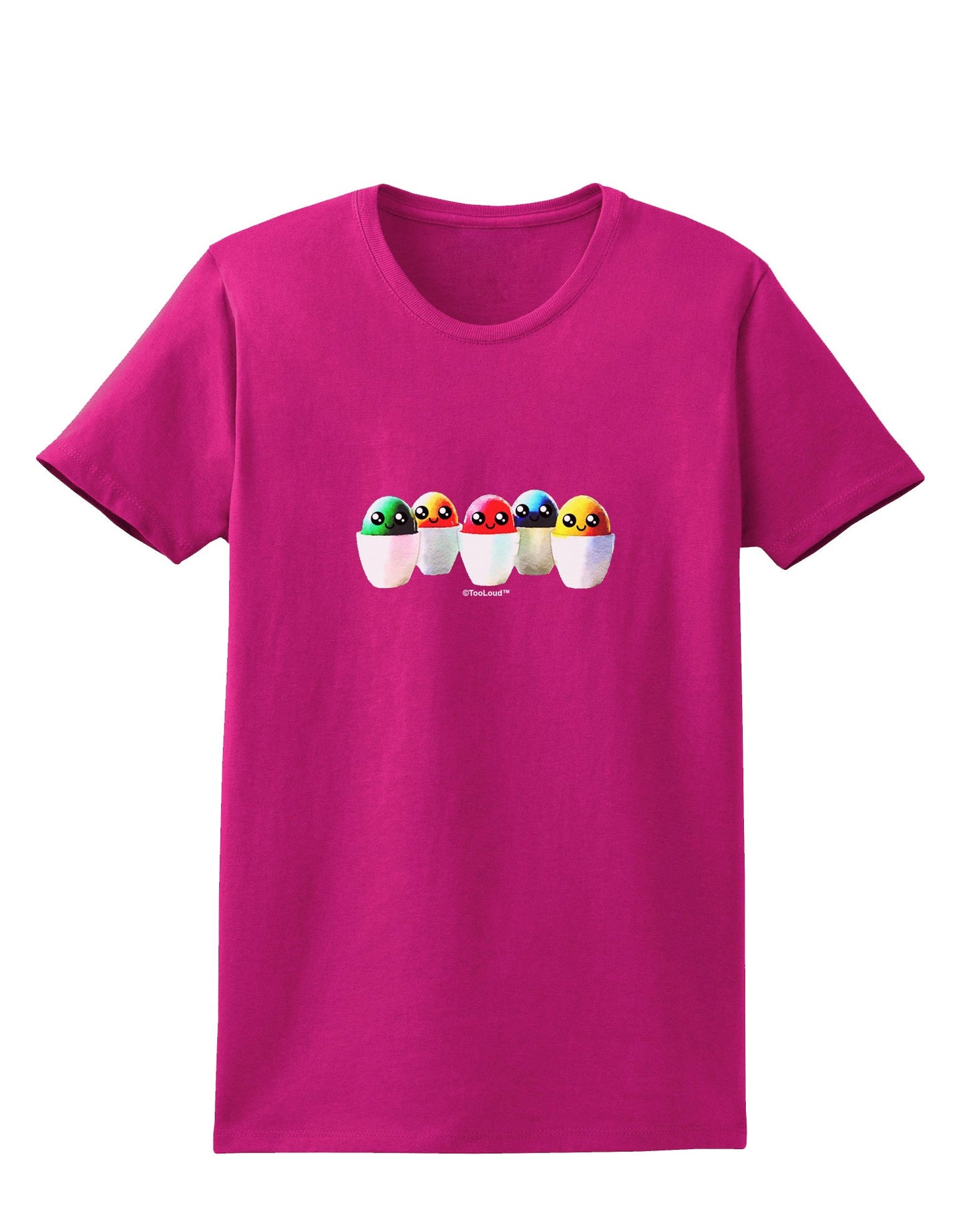 Kawaii Easter Eggs - No Text Womens Dark T-Shirt by TooLoud-Womens T-Shirt-TooLoud-Hot-Pink-Small-Davson Sales