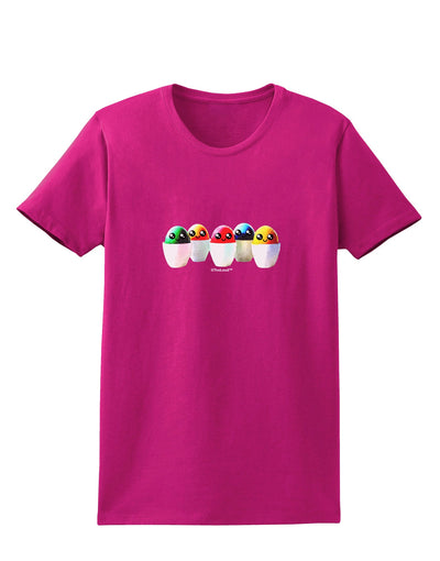 Kawaii Easter Eggs - No Text Womens Dark T-Shirt by TooLoud-Womens T-Shirt-TooLoud-Hot-Pink-Small-Davson Sales