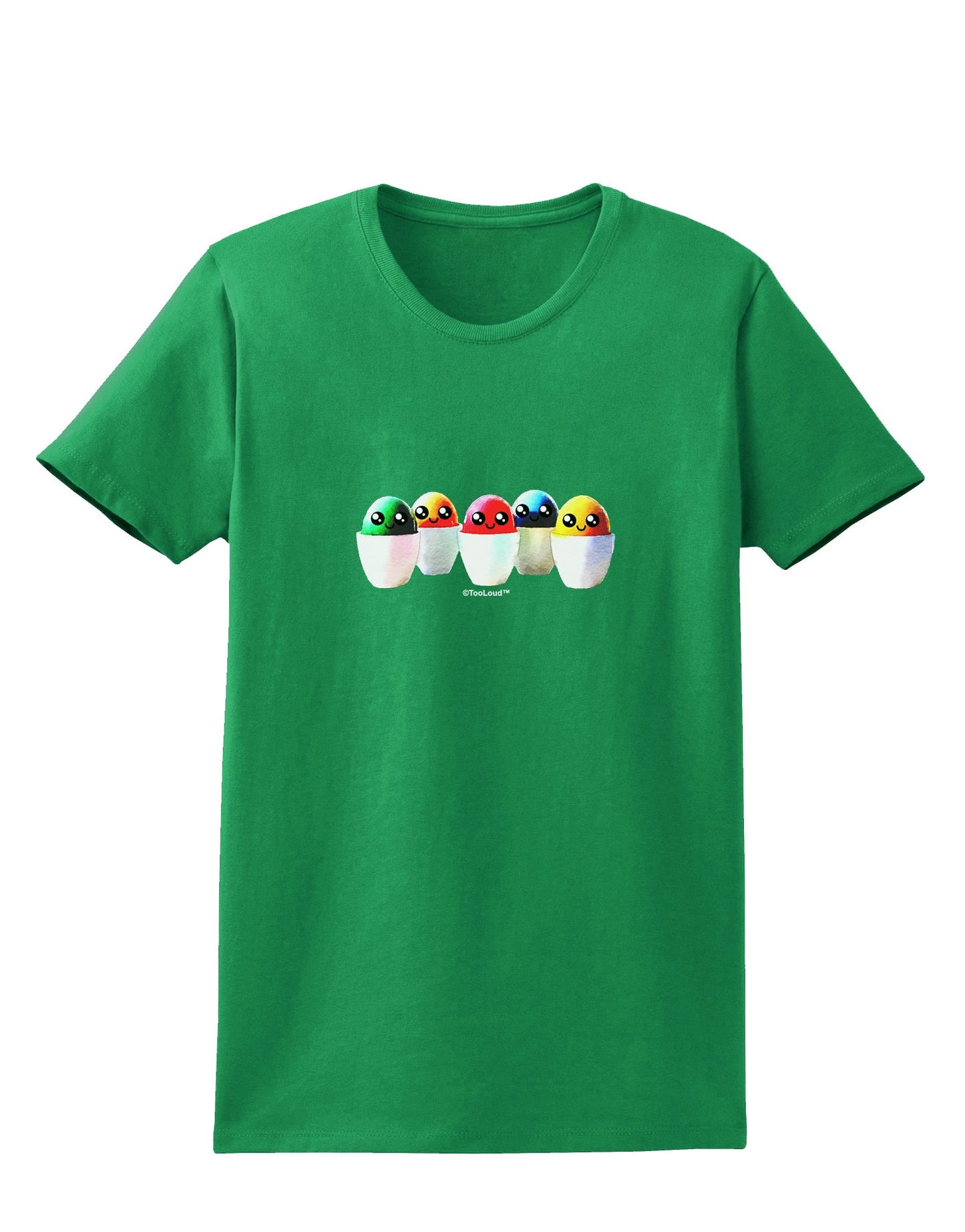 Kawaii Easter Eggs - No Text Womens Dark T-Shirt by TooLoud-Womens T-Shirt-TooLoud-Kelly-Green-X-Small-Davson Sales