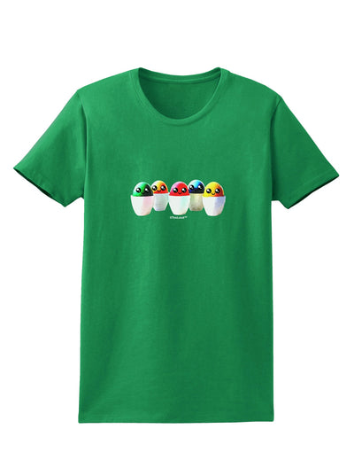 Kawaii Easter Eggs - No Text Womens Dark T-Shirt by TooLoud-Womens T-Shirt-TooLoud-Kelly-Green-X-Small-Davson Sales