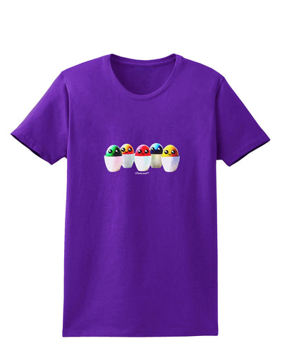 Kawaii Easter Eggs - No Text Womens Dark T-Shirt by TooLoud-Womens T-Shirt-TooLoud-Purple-X-Small-Davson Sales