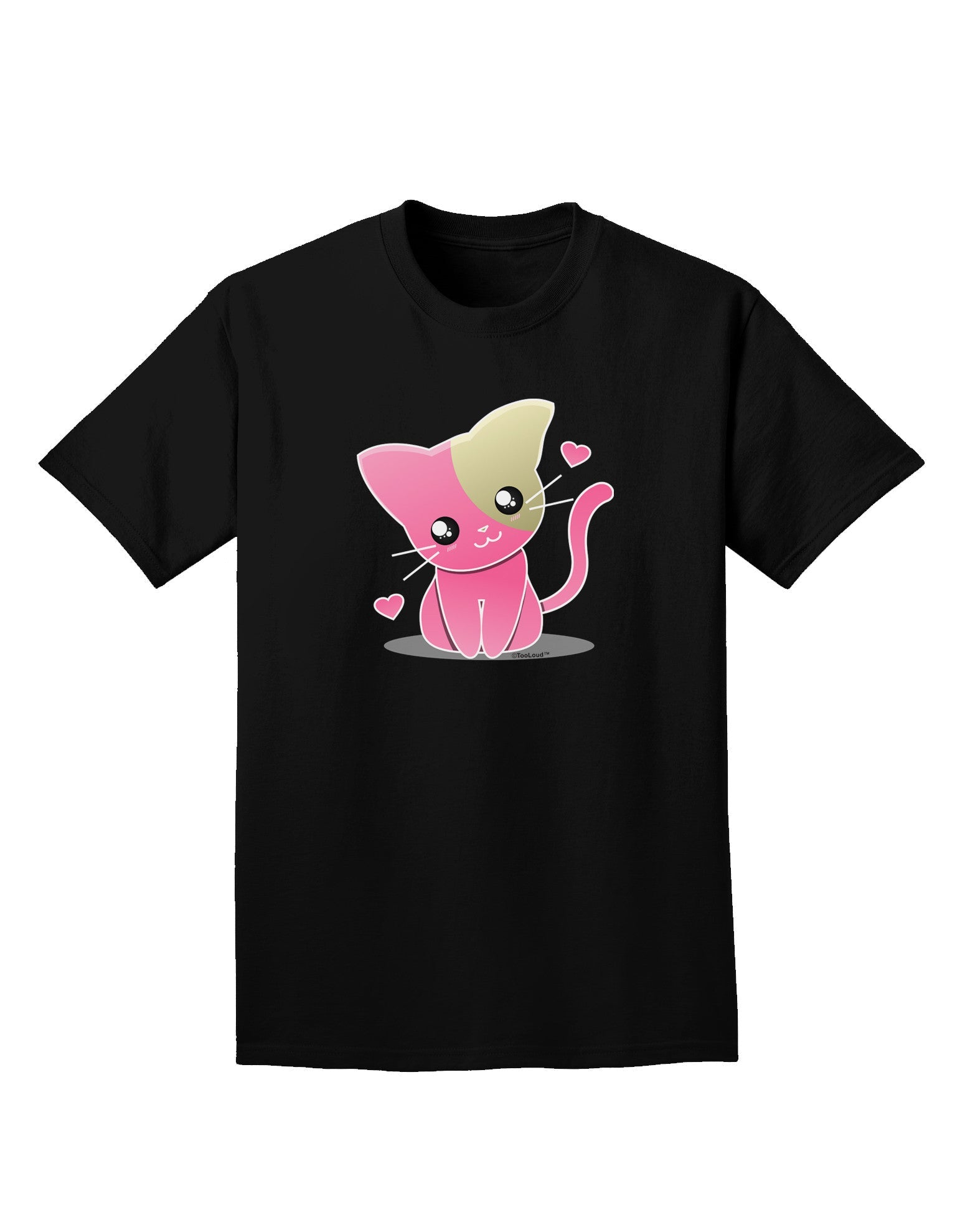 Kawaii Kitty Adult Dark T-Shirt-Mens T-Shirt-TooLoud-Black-Small-Davson Sales