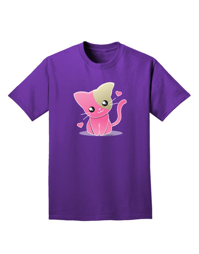 Kawaii Kitty Adult Dark T-Shirt-Mens T-Shirt-TooLoud-Purple-Small-Davson Sales