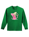 Kawaii Kitty Adult Long Sleeve Dark T-Shirt-TooLoud-Kelly-Green-Small-Davson Sales