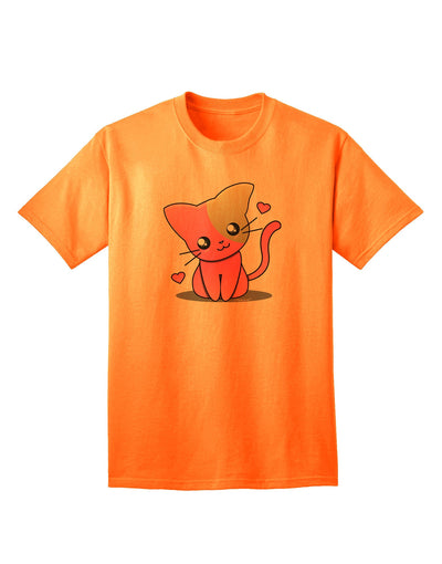 Kawaii Kitty Adult T-Shirt-unisex t-shirt-TooLoud-Neon-Orange-Small-Davson Sales
