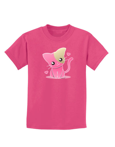 Kawaii Kitty Childrens Dark T-Shirt-Childrens T-Shirt-TooLoud-Sangria-X-Small-Davson Sales