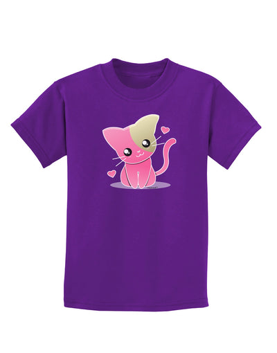 Kawaii Kitty Childrens Dark T-Shirt-Childrens T-Shirt-TooLoud-Purple-X-Small-Davson Sales