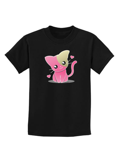 Kawaii Kitty Childrens Dark T-Shirt-Childrens T-Shirt-TooLoud-Black-X-Small-Davson Sales