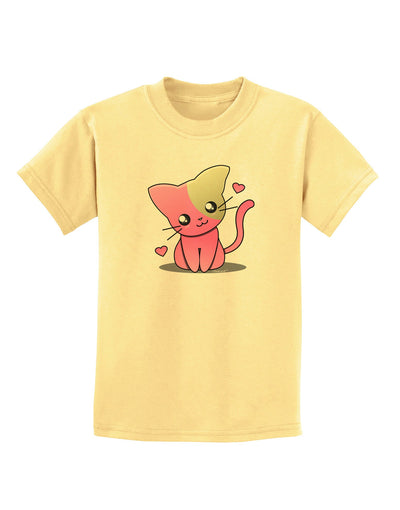 Kawaii Kitty Childrens T-Shirt-Childrens T-Shirt-TooLoud-Daffodil-Yellow-X-Small-Davson Sales