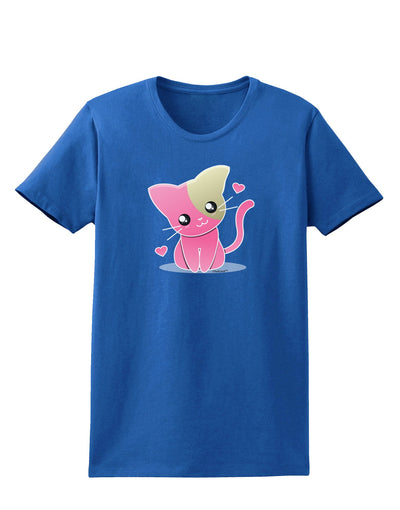 Kawaii Kitty Womens Dark T-Shirt-TooLoud-Royal-Blue-X-Small-Davson Sales