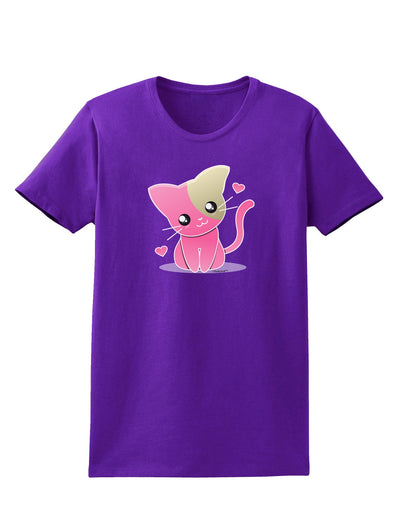 Kawaii Kitty Womens Dark T-Shirt-TooLoud-Purple-X-Small-Davson Sales