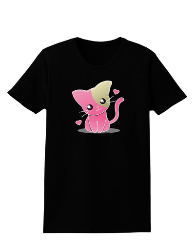 Kawaii Kitty Womens Dark T-Shirt-TooLoud-Black-X-Small-Davson Sales
