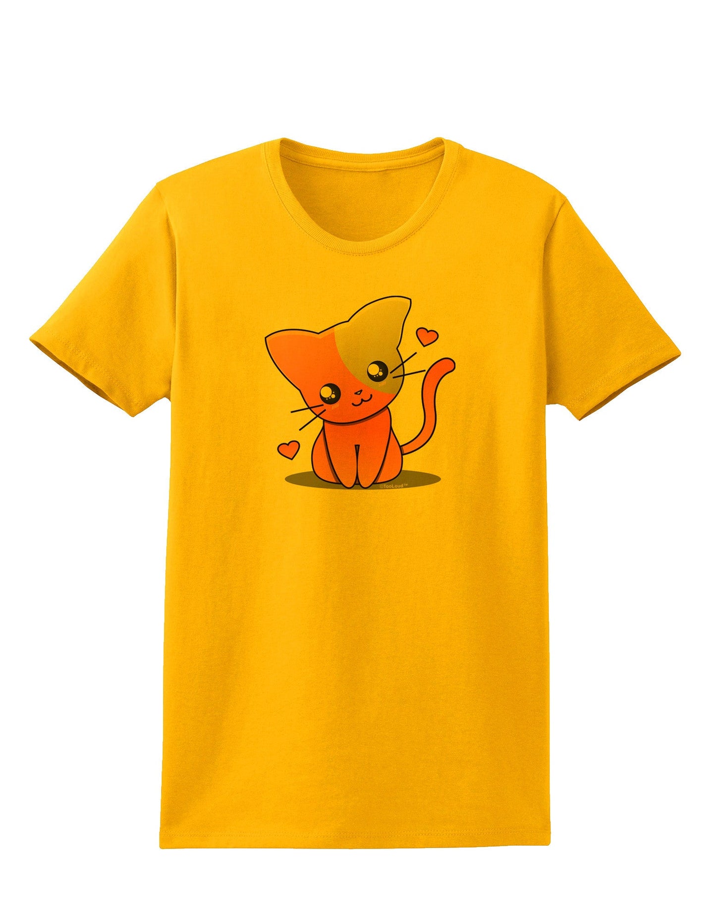 Kawaii Kitty Womens T-Shirt-Womens T-Shirt-TooLoud-Gold-X-Small-Davson Sales