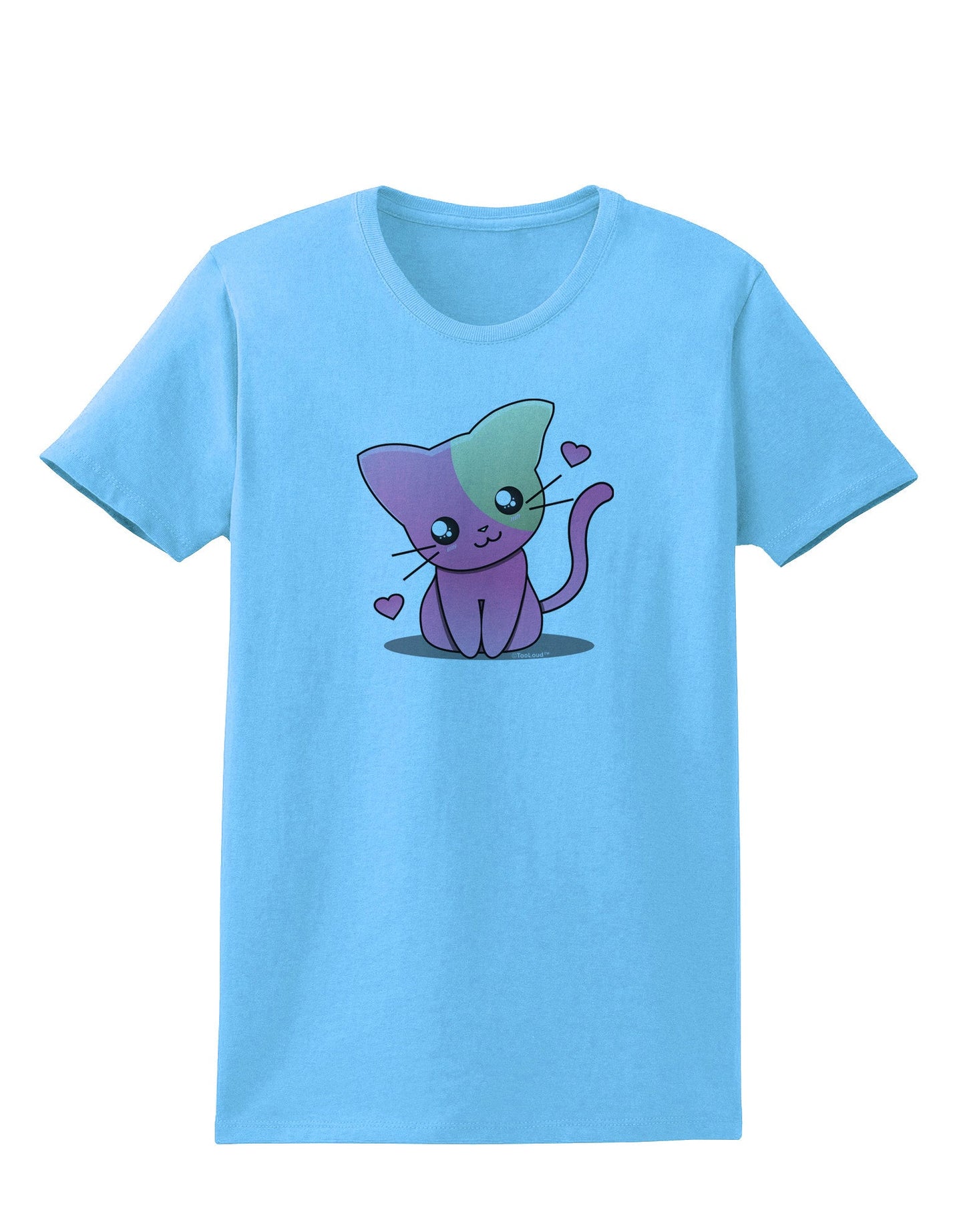 Kawaii Kitty Womens T-Shirt-Womens T-Shirt-TooLoud-Aquatic-Blue-X-Small-Davson Sales