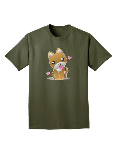 Kawaii Puppy Adult Dark T-Shirt-Mens T-Shirt-TooLoud-Military-Green-Small-Davson Sales