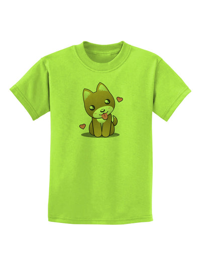 Kawaii Puppy Childrens T-Shirt-Childrens T-Shirt-TooLoud-Lime-Green-X-Small-Davson Sales
