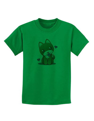 Kawaii Puppy Childrens T-Shirt-Childrens T-Shirt-TooLoud-Kelly-Green-X-Small-Davson Sales