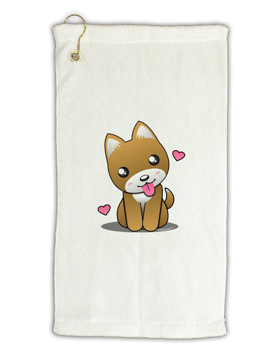 Kawaii Puppy Micro Terry Gromet Golf Towel 16 x 25 inch-Golf Towel-TooLoud-White-Davson Sales