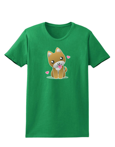 Kawaii Puppy Womens Dark T-Shirt-TooLoud-Kelly-Green-X-Small-Davson Sales