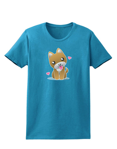 Kawaii Puppy Womens Dark T-Shirt-TooLoud-Turquoise-X-Small-Davson Sales