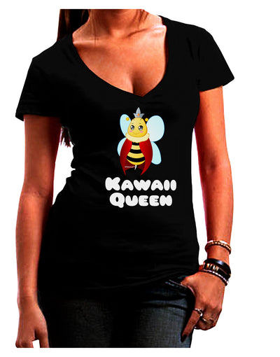 Kawaii Queen Queen Bee Juniors V-Neck Dark T-Shirt-Womens V-Neck T-Shirts-TooLoud-Black-Juniors Fitted Small-Davson Sales