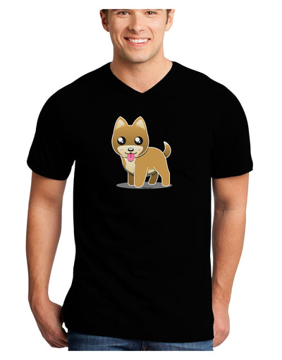 Kawaii Standing Puppy Adult Dark V-Neck T-Shirt-TooLoud-Black-Small-Davson Sales