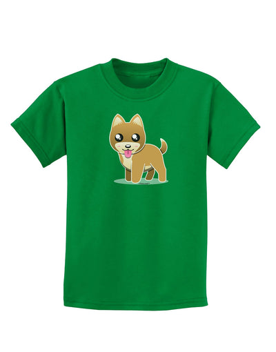 Kawaii Standing Puppy Childrens Dark T-Shirt-Childrens T-Shirt-TooLoud-Kelly-Green-X-Small-Davson Sales