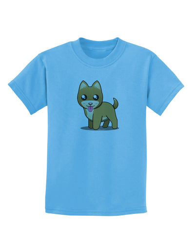 Kawaii Standing Puppy Childrens T-Shirt-Childrens T-Shirt-TooLoud-Aquatic-Blue-X-Small-Davson Sales