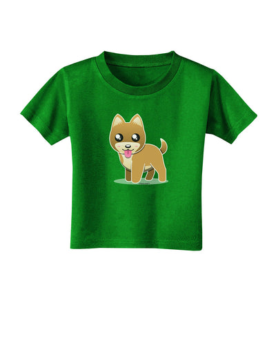 Kawaii Standing Puppy Toddler T-Shirt Dark-Toddler T-Shirt-TooLoud-Clover-Green-2T-Davson Sales