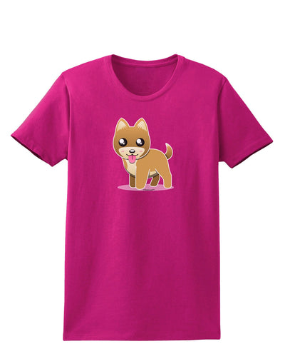 Kawaii Standing Puppy Womens Dark T-Shirt-TooLoud-Hot-Pink-Small-Davson Sales