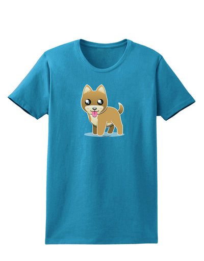 Kawaii Standing Puppy Womens Dark T-Shirt-TooLoud-Turquoise-X-Small-Davson Sales