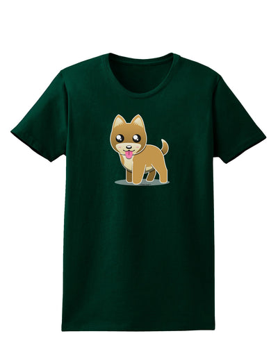 Kawaii Standing Puppy Womens Dark T-Shirt-TooLoud-Forest-Green-Small-Davson Sales