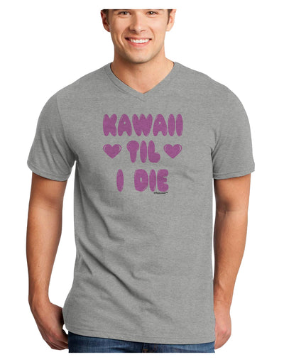 Kawaii Til I Die - Design - Magenta Adult V-Neck T-shirt by TooLoud-Mens V-Neck T-Shirt-TooLoud-HeatherGray-Small-Davson Sales