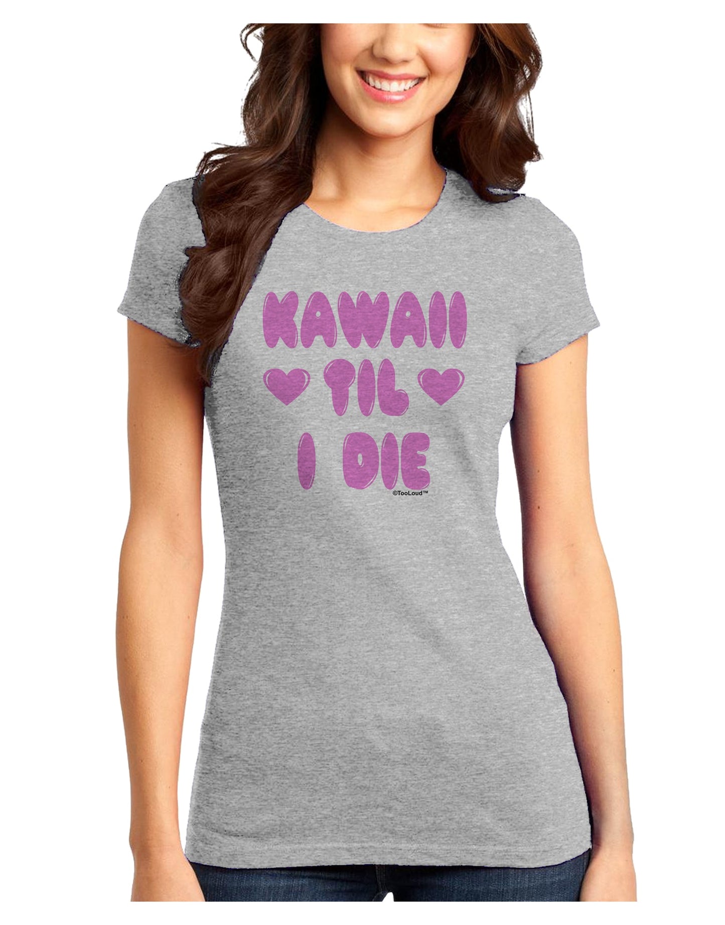 Kawaii Til I Die - Design - Magenta Juniors T-Shirt by TooLoud-Womens Juniors T-Shirt-TooLoud-Ash-Gray-Juniors Fitted X-Small-Davson Sales