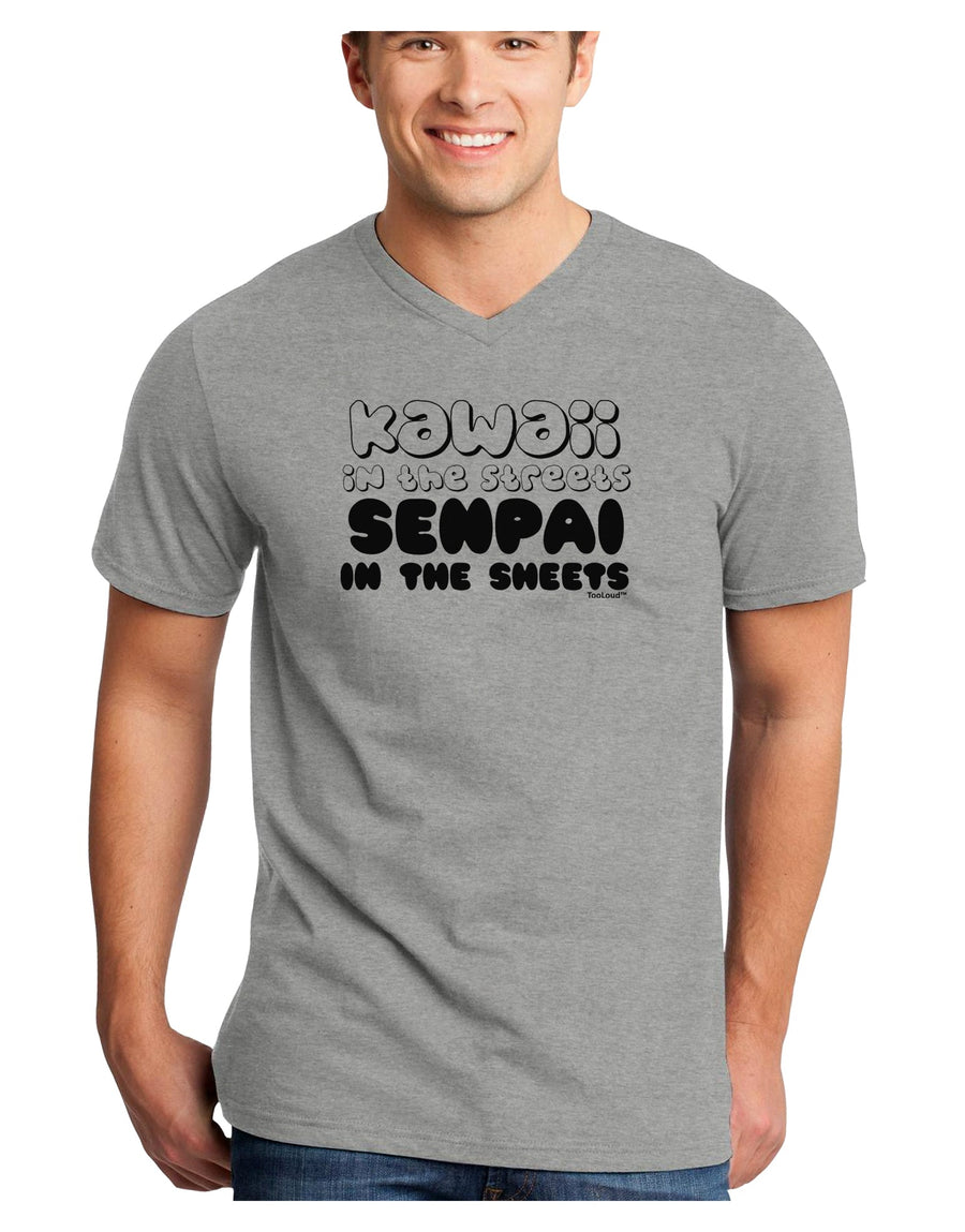 Kawaii in the Streets Senpai in the Sheets Adult V-Neck T-shirt by TooLoud-Mens V-Neck T-Shirt-TooLoud-White-Small-Davson Sales