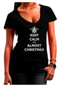 Keep Calm It's Almost Christmas Juniors V-Neck Dark T-Shirt-Womens V-Neck T-Shirts-TooLoud-Black-Juniors Fitted Small-Davson Sales